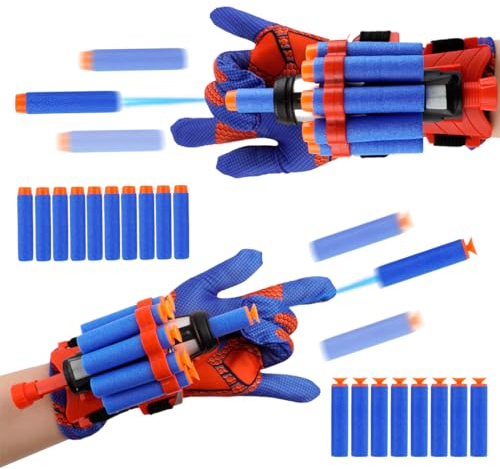 Philoctes 2 Set Spider Launcher Handschuh, Spinne Shooter Handschuhe, Hero Launcher Glove, Cosplay Glove Launcher Handgelenk Spielzeug Set für Jungen Kinder Geschenk