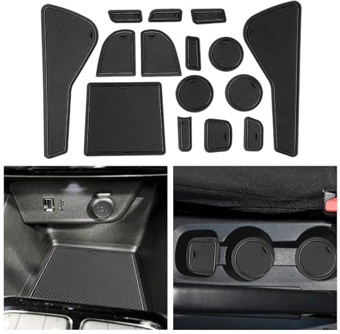 CDEFG Compatible with Vauxhall Corsa F 2020-2024 2025 Rubber Mats, Non-Slip Mats Centre Console Anti-Slip Cup Drink Holder Rubber Mat Armrest Storage Pads Door Slots Corsa F Accessories (Black)