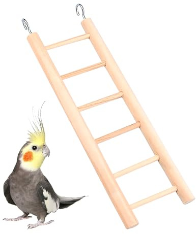NAUZE Holzleiter mit sechs Teppichen, Kleintiere, Käfigzubehör, Leiter, Vogelspielzeug für Vögel, Papageien, Hamster.