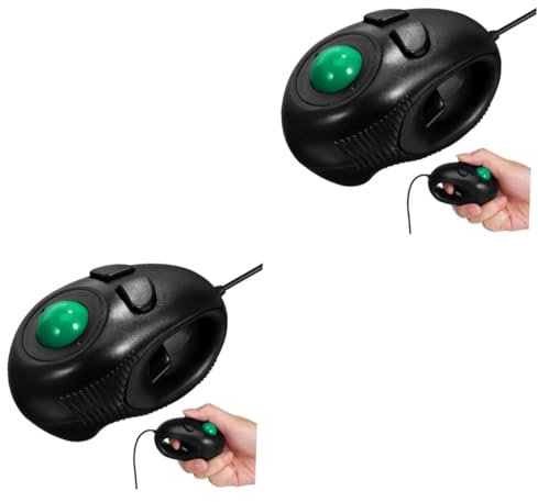 Gatuida 2pcs Ultra-portable Finger Handheld 4d Mini Trackball Mouse Wired Ideal for Laptop Desktop