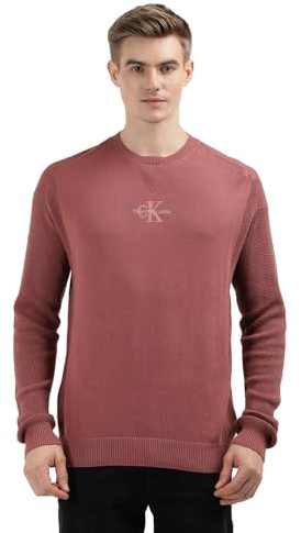 Calvin Klein Jeans Uomo Pullover in Maglia, Rosso (Apple Butter), XL