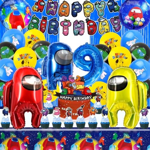 Amon 52-Teiliges Geburtstag Party Set - Luftballons und Dekorationen für 9 Jahre