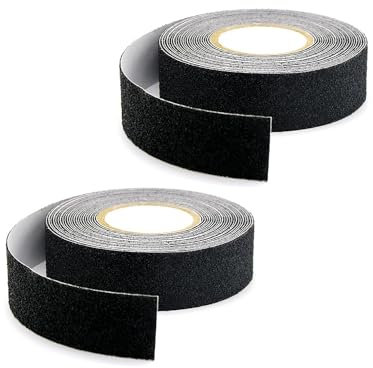 Ruban Antidérapant,2 PCS Bande Antidérapante de Sécurité Antidérapant Auto-adhésive Antiderapant pour Escaliers Intérieurs et Extérieurs 2.5cm x 5m Noir