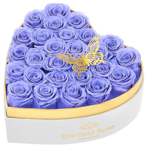 Eterfield Forever Flowers in Herzform Box, konservierte Rosen, die über ein Jahr halten, konservierte Blumen, Geburtstagsgeschenk für sie, Mutter, Frauen, Jahrestag, Valentinstag, Muttertag (27 Rosen