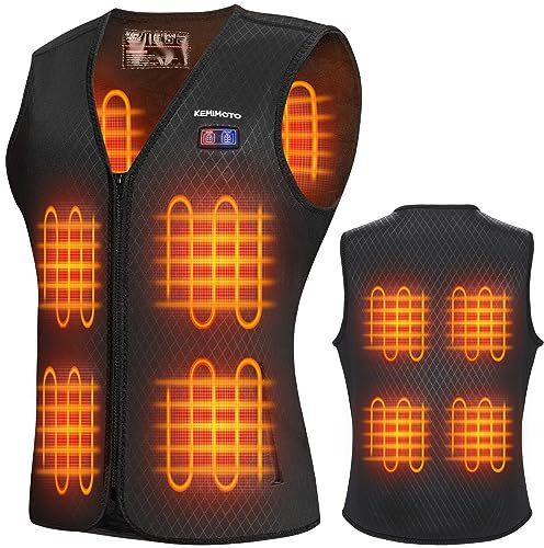 KEMIMOTO Women's Heated Vest, Rechargeable Heated Vest 3 Stalls Adjustable Temperature Warm Jacket, Electric Heated Gilet 8 Heating Zones, Outdoor Motorcycles Activities(Battery Pack Not Included)