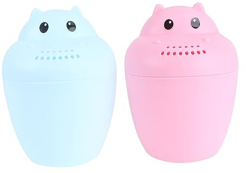 BCOATH 2piezas Taza De Baño Infantil con Diseño Divertido Cucharón De Agua De Duradero Tapón para Lavar Cabello Protección Ocular para Niño Niña y Niñas Fácil De Limpiar y Desmontable