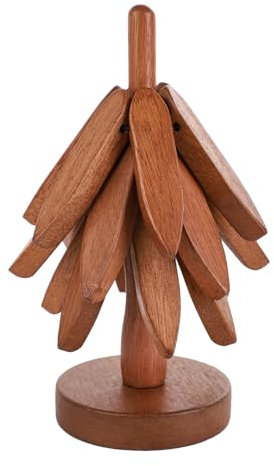 Wooden Trivets for Hot Dishes, Tree Shape Mat Set with 1 Stand Creative Tree Coasters Tree Pad Coasters for Hot Pots, Pans, Bowls, Cups, Plates (Brown)