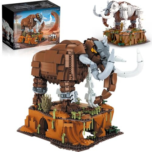 Mavo brix Riesiges Mammut-Fossil-Bauset mit Lebensraum-Basis, Elephant Crossing Toys kompatibel mit Lego Animal Tier- und Dinosaurier-Sets, Weihnachts Geburtstagsgeschenk für Erwachsene, 1310 Teile