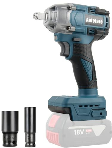AUTOJARE Akku Schlagschrauber Kompatibel mit Bosch 18V Batterie Bürstenloser Schlagschrauber 350N.m elektro schlagschrauber 1/2 Zoll Akku Schraubenschlüssel mit 2 x Steckschlüssel (Ohne Akku)