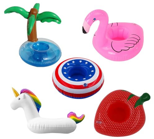 Frdelma Portabicchieri galleggianti, 5 pezzi Portabicchieri gonfiabili per piscina galleggianti per piscina Mini gonfiabili per festa in spiaggia, festa a tema spiaggia