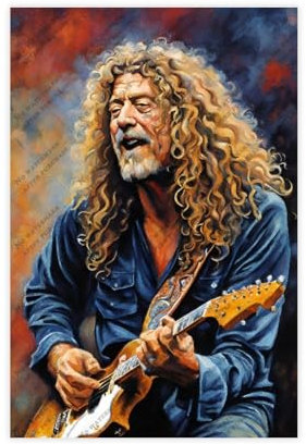 ZYGNBHL Poster mit britischem Rocksänger Robert_Plant (2), Aquarell-Stil, Raumdekoration, 20 x 30 cm