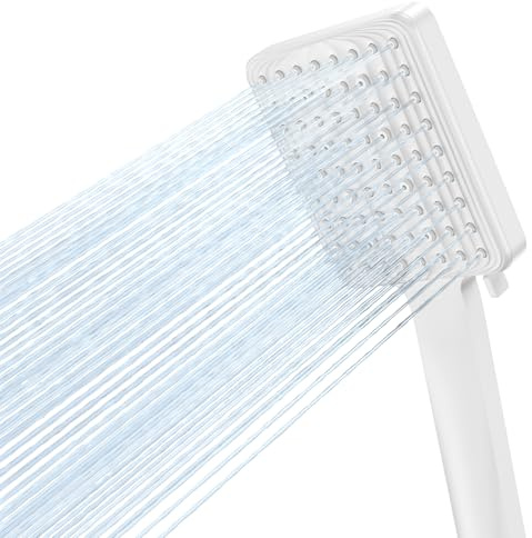 VOXON Duschkopf, Handbrause Gross, Weiß | Einhand-Einstellung, Regendusche, Einfache Reinigung, mit Silikondüsen – für kleine & grosse Bäder