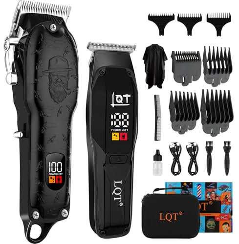 LQT Professional Hair Clippers Men Cordless, Rechargeable Barber Kit & Beard Trimmer Set with Type-C Charging, Men’s Cordless Hair Clippers and Trimmers for Home Haircuts