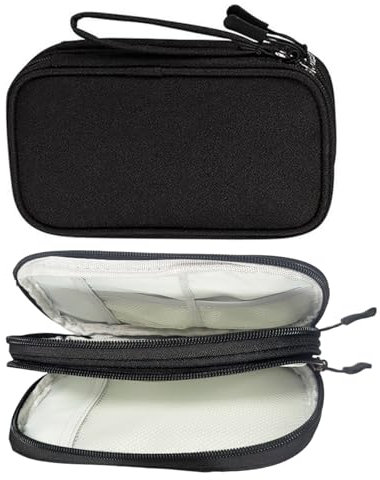 Garegce Travel Organiser Bag, Small Cable Organiser Bag, Portable Waterproof Double-Layer Tech Pouch Accessories Organizer Travel Gadget Bags Power Bank Case for Cord Cables, Charging- Black