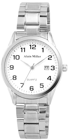 Raptor Alain Miller Herrenuhr mit Gliederarmband, Edelstahl, silberfarben/blau