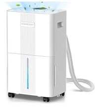 Large Dehumidifier, [8L/Day,152㎡] Homtronics Dehumidifier with Continuous Drainage,Laundry Drying,Timer Function,3 Modes,Auto Shut Off, LED Display,Ultra-Quiet,Moisture Absorber for Bathroom,Bedroom