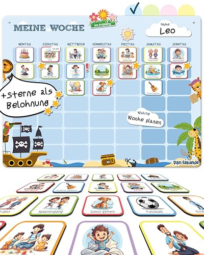 PANDABANDE Wochenplaner Kinder mit 210 Magneten
