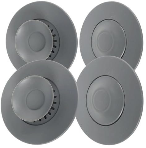Zyiphor 4 Pezzi Tappo Vasca da Bagno Universale in Silicone, Tappo Lavandino Bagno, Tappo Lavandino Cucina con Filtro Anticapelli e Anti-intasamento Per Lavello Doccia e Scarico Pavimento-Anti Odori