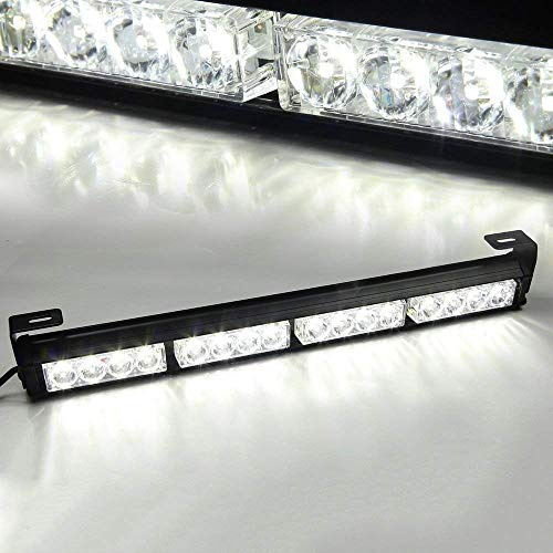 VLFLG 16W 4 x 4 LED Emergency Warning Traffic Light Vehicle Strobe Lights Emergency Flashing Warning Signs (White)