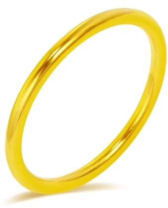 Tolldek Echtgold Schmuck Gold Au999 24K Hochzeitsring, Klassiker Dünn 2MM Freundschaftsringe, Gelbgold 999 Bandringe Allergiefrei, Gr.58 (18.5)