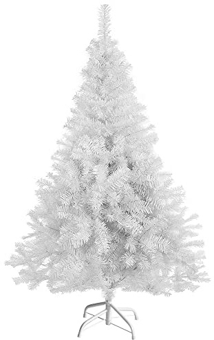 150cm Weihnachtsbaum Weiss Künstlicher, Tannenbaum Künstlich mit 420 Spitzen PVC Christbaum 150 cm Klappsystem Metallständer (Ø ca. 75 cm)