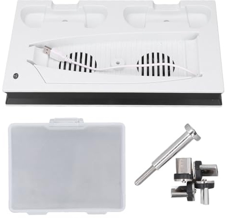 SIWOTED Console de jeu Station de ventilateur de refroidissement contrôleur de Dissipation thermique Station de charge avec têtes magnétiques (Blanche)
