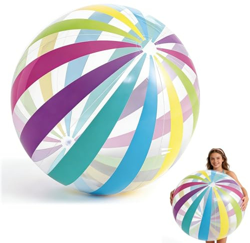 Großer wasserball aufblasbar,71cm Durchmesser Aufblasbare Strandball Wasserspielzeug,Bunt Transparent Wasserball Groß Beach Ball Wasserbälle XXL für Erwachsene Kinder Familie Garten Pool Strand Party