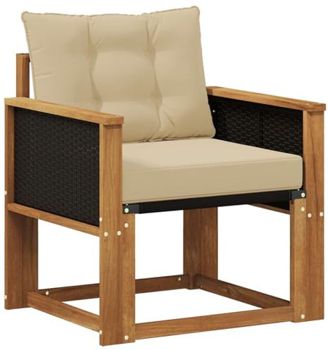 vidaXL Outdoor Mittelsofa Massivholz Akazie Natur, Balkon Garten Sofa, rechteckige Garten-Lounge Sitzgruppe, strapazierfähige Möbel für entspannte Terrassenstunden