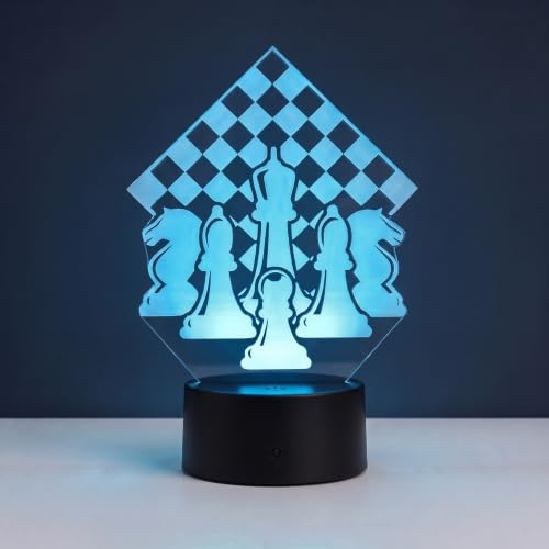 SpadinsLaserDreams Schach Lampe LED – Nachtlicht Schachfiguren, Schach Geschenk für Spieler & Kinder, Strategie Deko, 16 Farben dimmbar mit Fernbedienung
