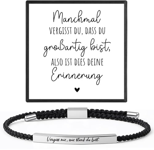 Hestya Armband mit Gravur | Geflochtenes Armband Glücksbringer mit Karte Geschenkbox Armband Geschenke für Frauen Männer