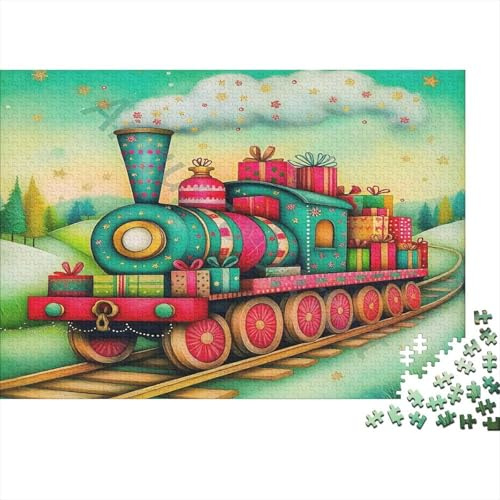 Bunter Dampfzug 1000 Teile Puzzle Papier für Erwachsene Landschafts Geschenkszene Entspannung Konzentration Familienspaß Wohnkultur 70x50cm/1000pcs