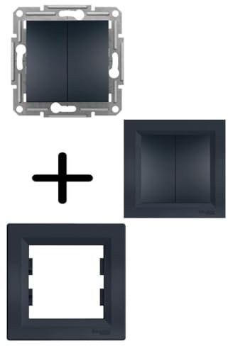 Schneider Electric EPH0300171 Interrupteur mural 2 voies Noir ON-OFF Bouton poussoir