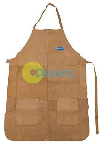 Daptez® Soldador Delantal Cuero Taller Delantal Largo Bricolaje Herramientas