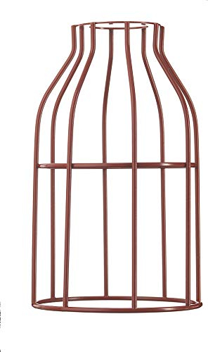 Hoopzi - Käfig - Lampenschirm aus lackiertem Stahl - Cage - Zur Abhängung, Tischlampe, Stehlampe, Wandleuchte - Kompatibel mit E27 Gewinde - Befestigungsring - Rot