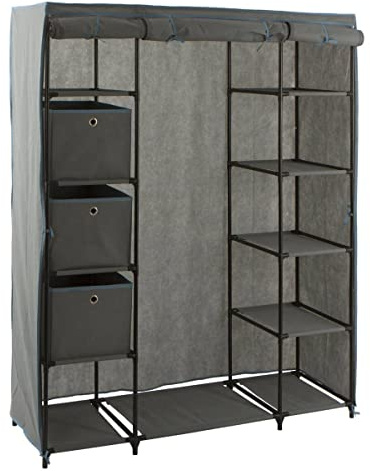 5 five simply smart Kleiderschrank mit 3 Fächern, Stoff, Anthrazitgrau