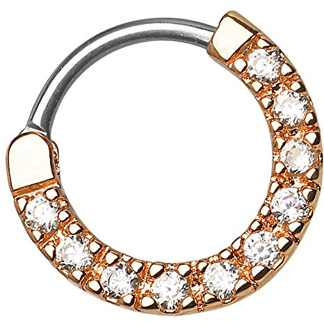 Piersando Piercing Ring für Septum Tragus Helix Ohr Nase Lippe Brust Intim Tribal Clicker Strass Kristall Schild