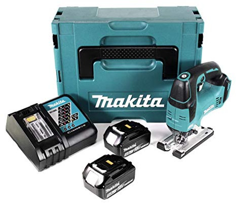 Makita DJV 182 RTJ Scie sauteuse pendulaire sans fil 18 V Brushless + 2 batteries 5,0 Ah + chargeur + Makpac