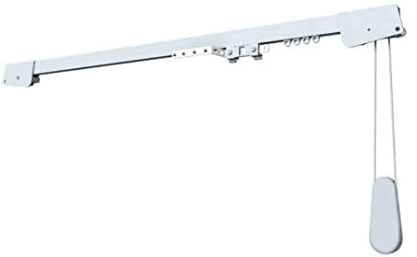 TENDAGGIMANIA Vorhangschiene Weiss - aus Alluminium - Linear Rekt, SeilzugBewegung, komplett Alle Zubehör - Personalisierbar - (Mit Seilzug, 220 cm, mit verbindung)