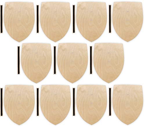 Herr Bo & Co 10x Ritterschild aus unbehandeltem 3mm Birkensperrholz, inkl. Halteschlaufe aus hochwertigem doppelseitigem Klettband, FSC-Zertifiziert, Made in Germany