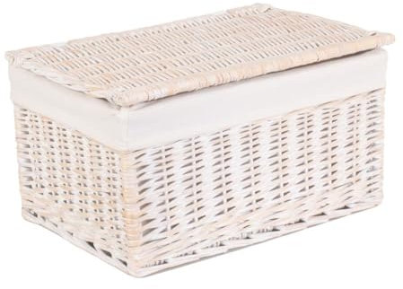 Red Hamper Small White Wash Steamed Cotton Lined Wicker Storage Basket, Brown