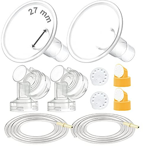 Maymom MyFit Pump Parts Compatible with Medela PersonalFit Medela Breast Pump, Pump in Style Advanced, Lactina, Symphony, Incl Large Breast Pump Flange (27mm) Base Connector Valve Membrane Tube