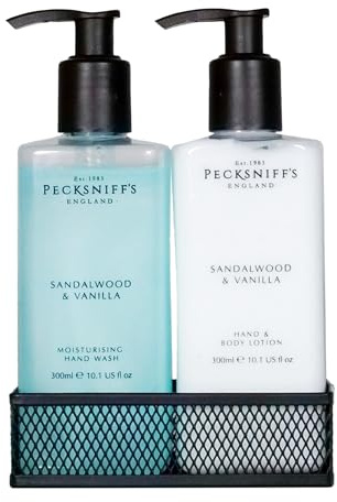 Pecksniff’s Hand Wash and Lotion Set, Sandalwood & Vanilla, 300 ml | Sandalwood & Vanilla hand wash and lotion duo for refined daily care, 300 ml/10.1 fl oz each