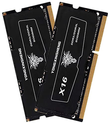 Yongxinsheng Ram DDR3 /DDR3L 16go (2x8go) 1600MHz PC3L-12800 / PC3-12800 Sodimm CL11 Non-ECC Unbuffered 1.35V / 1.5V 2Rx8 Double Rang 204 Pin Mémoire Ram Barette Kit pour Ordinateur Portable (Noir)