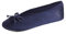 Isotoner Women's Satin Ballerina Slippers with Classic Ribbon Suede Sole Ballet Flat, Navy Blue Soft Tie Bow, 9.5/10 UK
