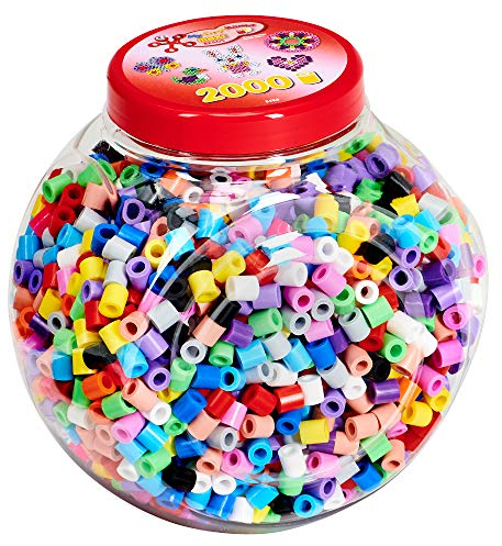 Hama Perlen 8588 Bügelperlen Dose mit ca. 2.000 bunten Maxi Bastelperlen mit Durchmesser 10 mm im Farben Mix, kreativer Bastelspaß für Groß und Klein, Bunt