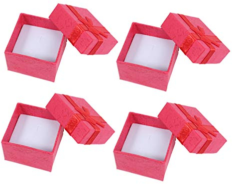 Tomaibaby 24PCS Schmuck Boxen Karton Ring Boxen mit Deckel Polsterung Papier Boxen Schmuck Lagerung Cube mit Bänder Bowknot (Rot)