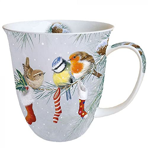 Ambiente Weihnachtsbecher 0,4 L Weihnachtssocken Robin Blue Tit & Wren