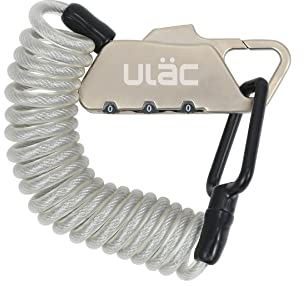 ULAC Piccadilly LTD Mini cadenas à combinaison pour casque de vélo, moto, scooter électrique ; petit cadenas portable pour casier de gym, poussette bébé, valise, bagages, portail et clôture (argenté)
