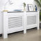 BAKAJI Funda para radiador, de Madera de Densidad Media, 152 x 19 x 82 cm, Funda para radiador con Estante Superior y decoración de Listones horizontales, diseño Moderno Blanco