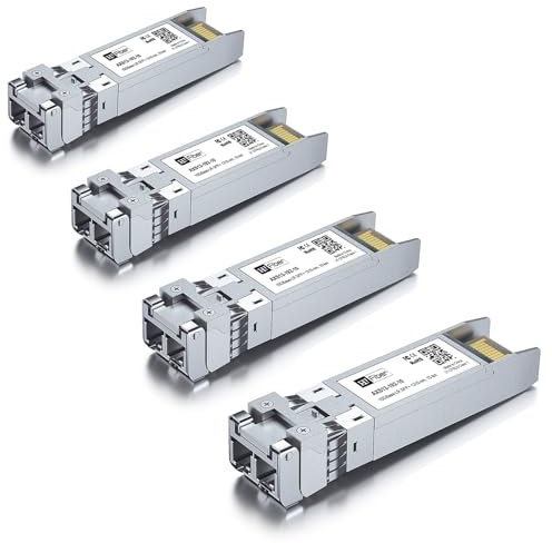 H!Fiber.com 4 Pack, 10GBASE-LR SFP+ Transceptor, SFP+ a LC, 10G singlemode módulo Compatible con Cisco SFP-10G-LR, MA-SFP-10GB-LR, Ubiquiti UniFi UF-SM-10G, Mikrotik S+31DLC10D, Netgear AXM762...